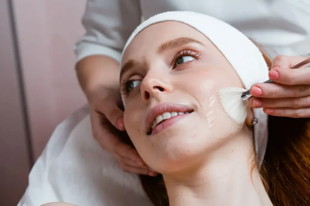 A woman receives a chemical peel treatment at Brandish Clinic Facial and Skin Rejuvenation in La Jolla, California.