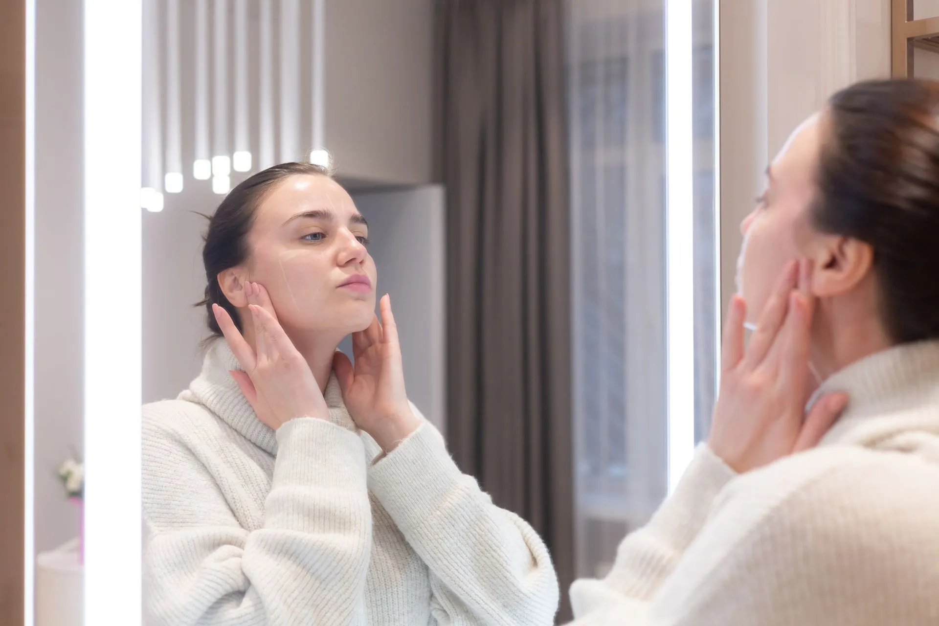 Woman received the Sculpted Cheeks Jawlines: Radiesse Filler for Face and Hands in La Jolla, CA at Brandish Clinic Facial and Skin Rejuvenation.